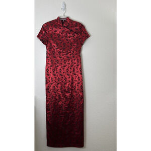 VTG JESSICA HOWARD Womens Dress 14 Asian Inspired Maxi Red